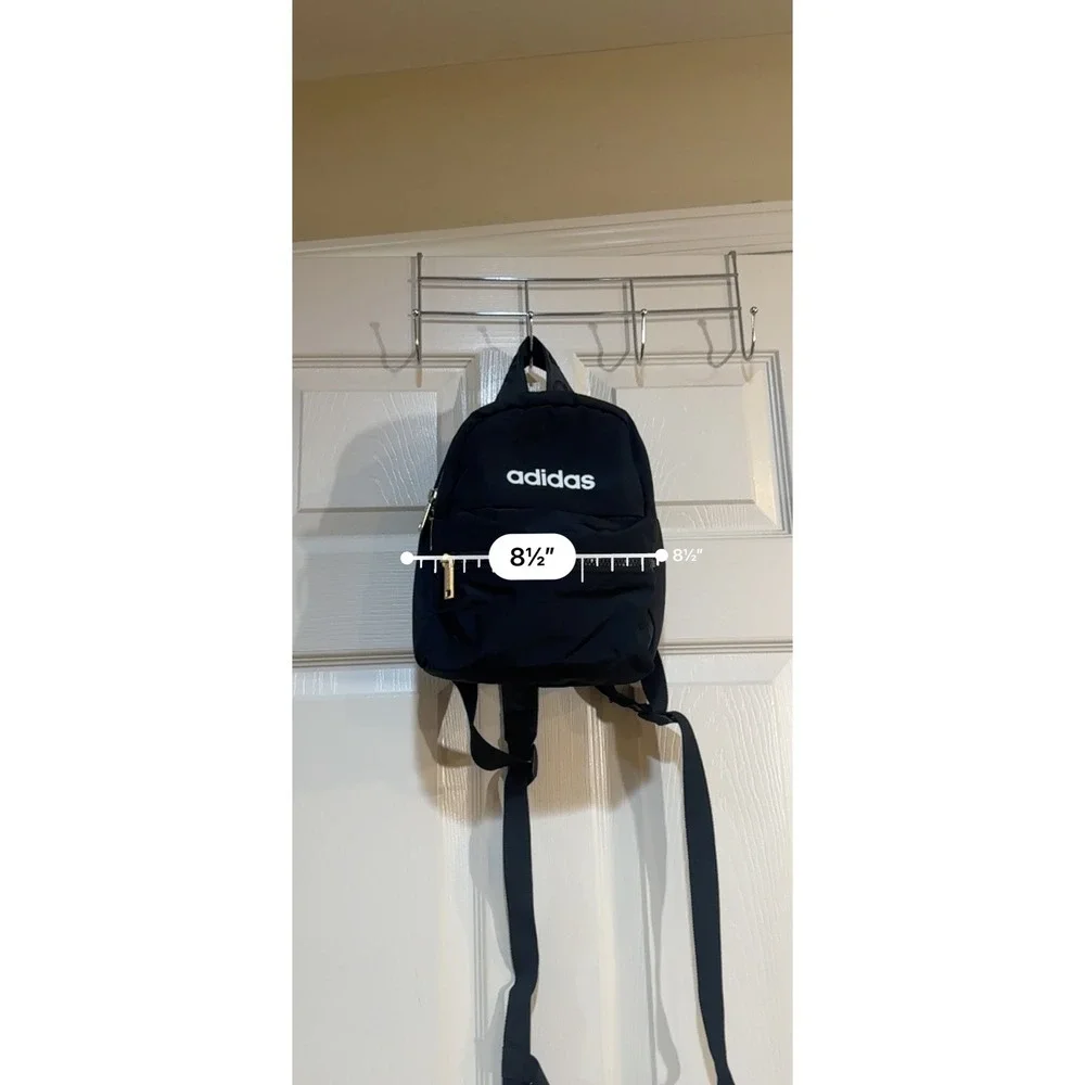 Adidas Linear Mini Backpack Black Gold Hardware Small Travel Bag - Picture 5 of 10